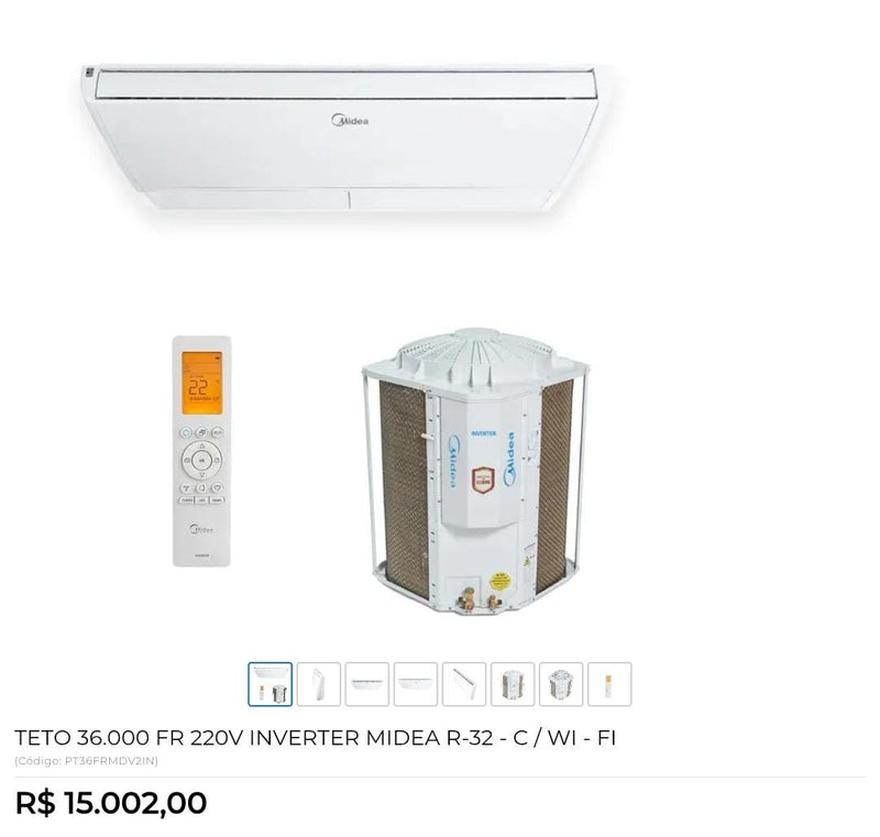 TETO 36.000 FR 220V INVERTER MIDEA R-32 - C/ WI - FI