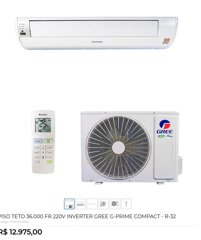 PISO TETO 36.000 FR 220V INVERTER GREE G-PRIME COMPACT - R-32