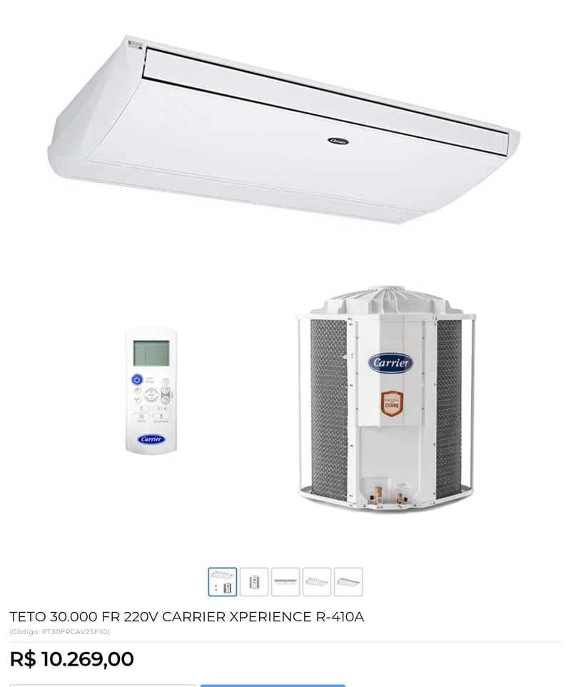 TETO 30.000 FR 220V CARRIER XPERIENCE R-410A