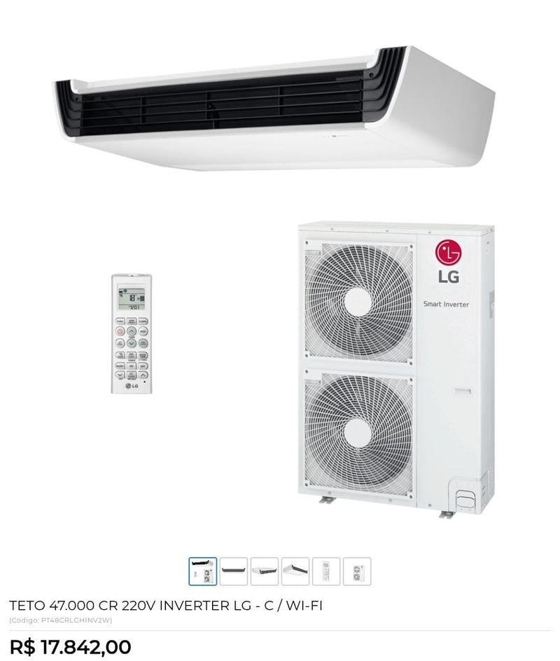 PISO TETO 47.000 CR 220V INVERTER LG - C/ WI-FI