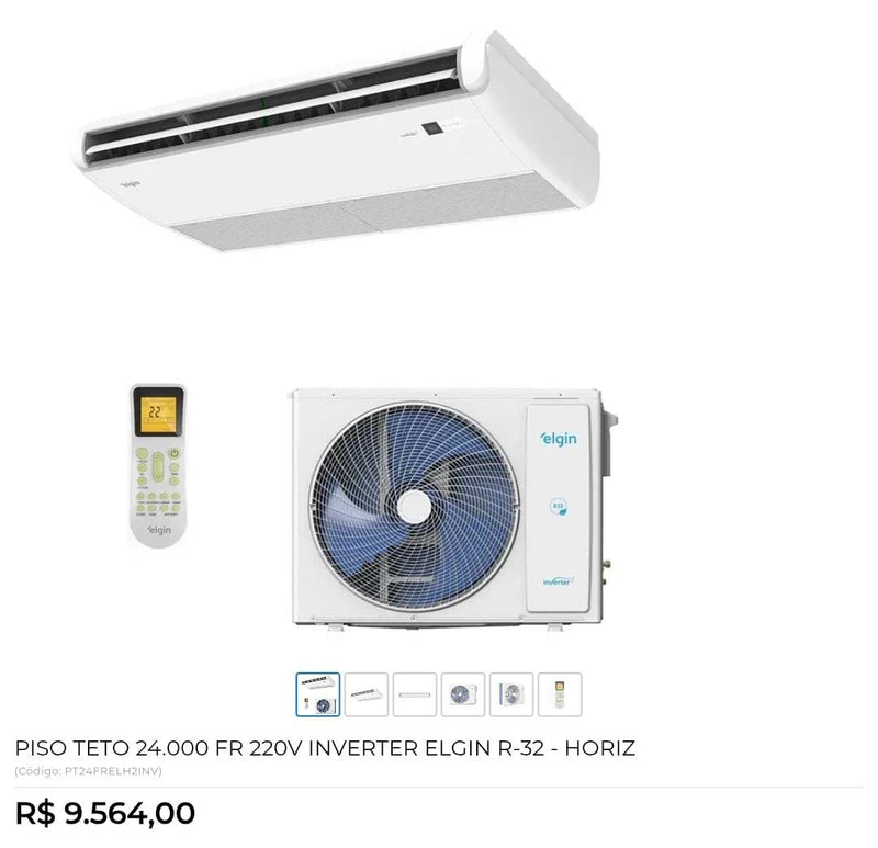 PISO TETO 24.000 FR 220V INVERTER ELGIN R-32 - HORIZ
