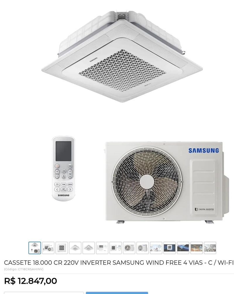 CASSETE 18.000 CR 220V INVERTER SAMSUNG WIND FREE 4 VIAS - C /WI-FI