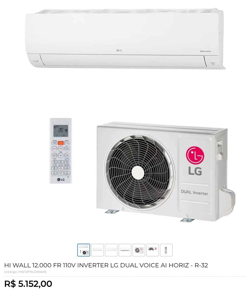 HI WALL 12.000 FR 110V INVERTER LG DUAL VOICE AI HORIZ - R-32