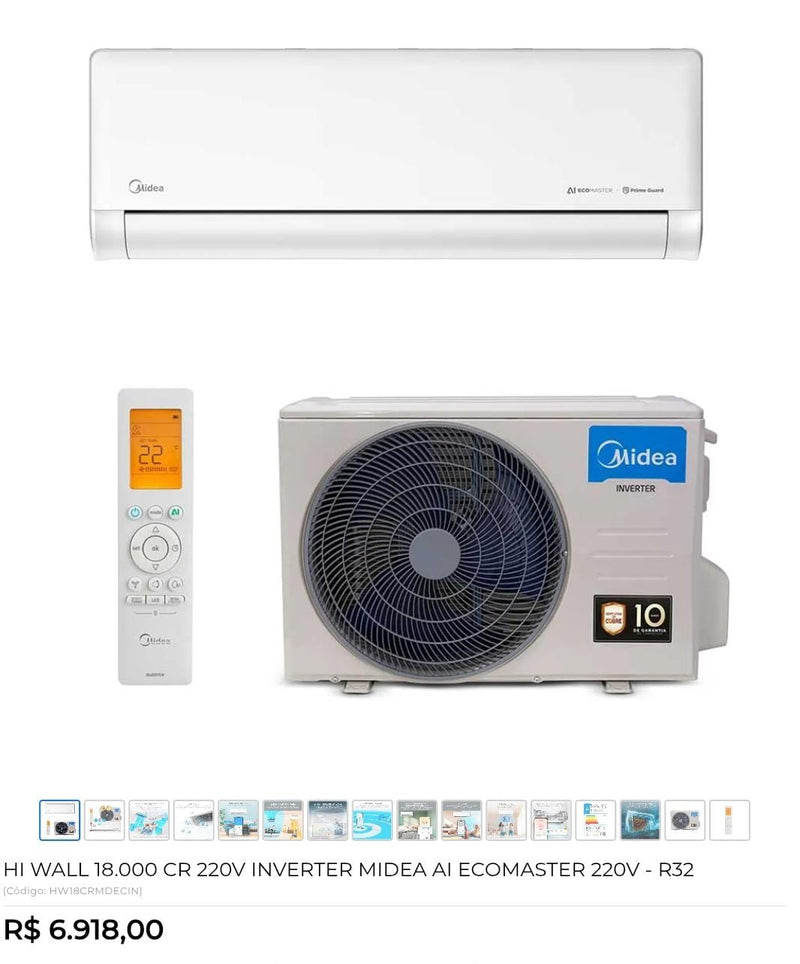 HI WALL 18.000 CR 220V INVERTER MIDEA AI ECOMASTER 220V - R32