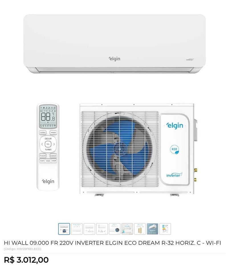 HI WALL 09.000 FR 220V INVERTER ELGIN ECO DREAM R-32 HORIZ. C - WI-FI