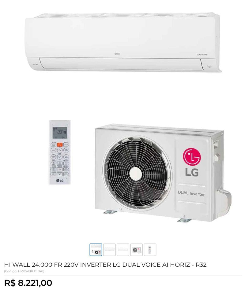 HI WALL 24.000 FR 220V INVERTER LG DUAL VOICE AI HORIZ - R32