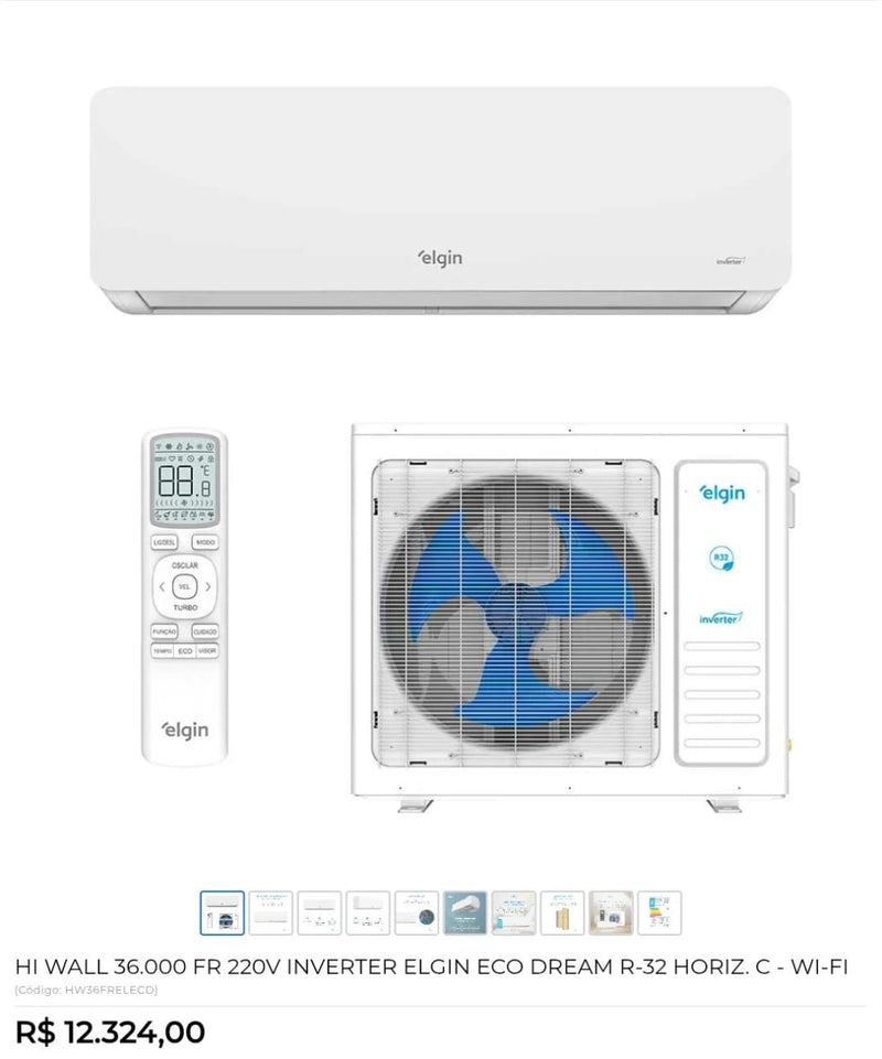 HI WALL 36.000 FR 220V INVERTER ELGIN ECO DREAM R-32 HORIZ. C