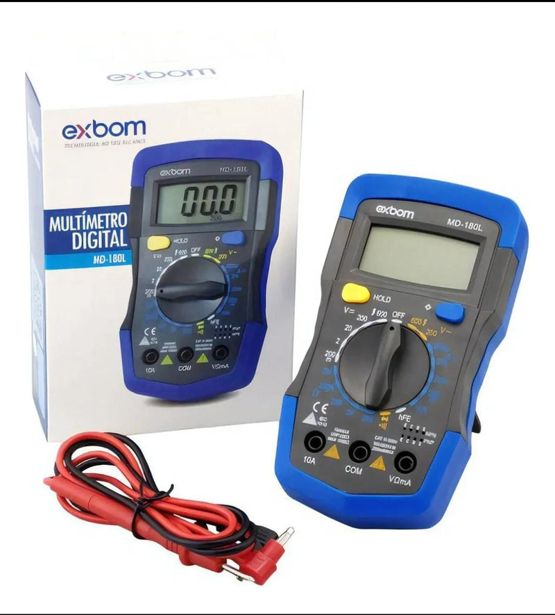 Multímetro Digital Profissional Com Bip Portátil A Bateria MD-180L EXBOM